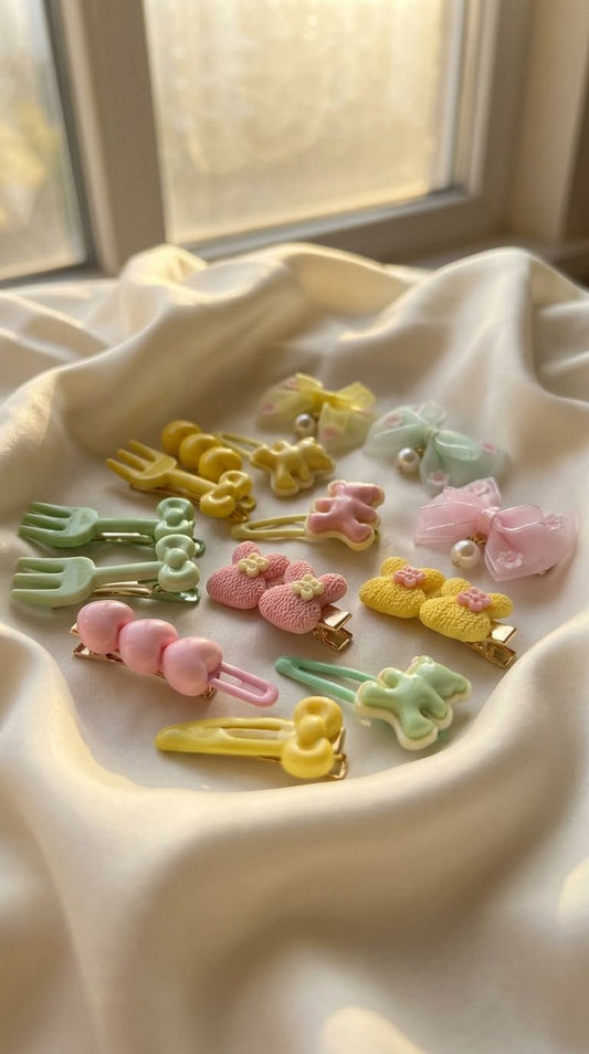 Charm snap clips (bear, smiley)