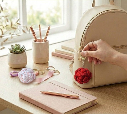 Rose Crochet Keychain