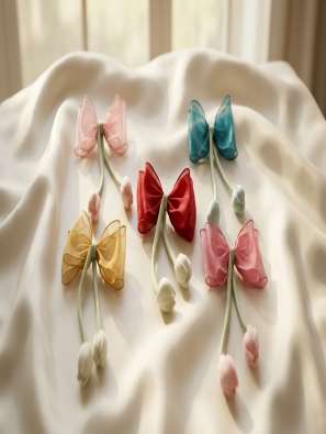 Bow clips with ribbon stems