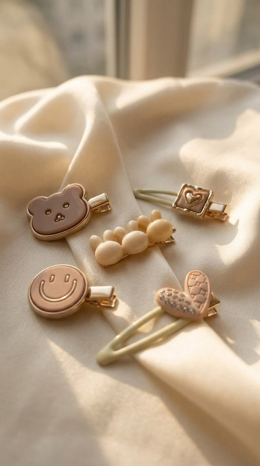 Charm snap clips (bear, smiley)