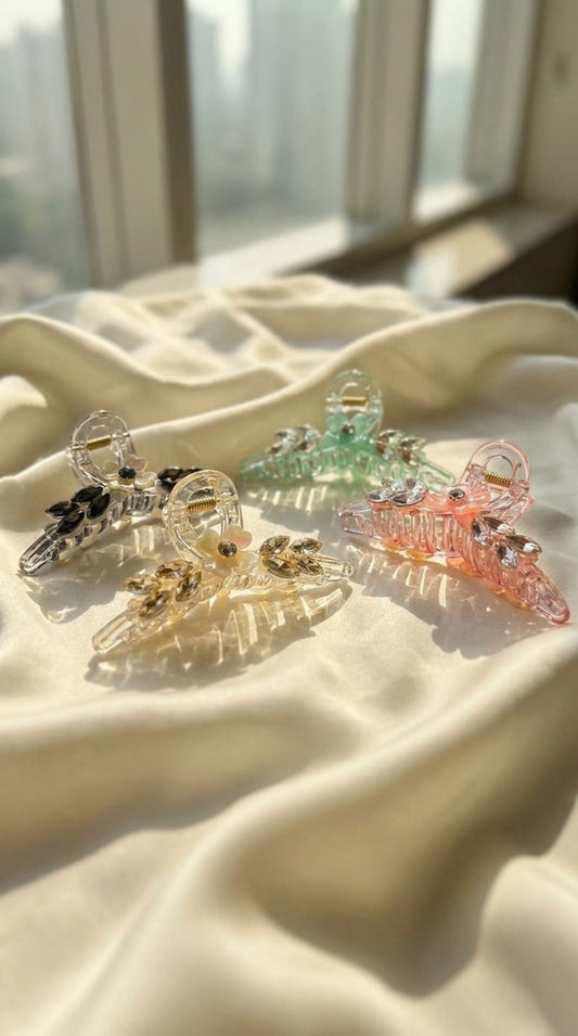 Clear crystal claw clips
