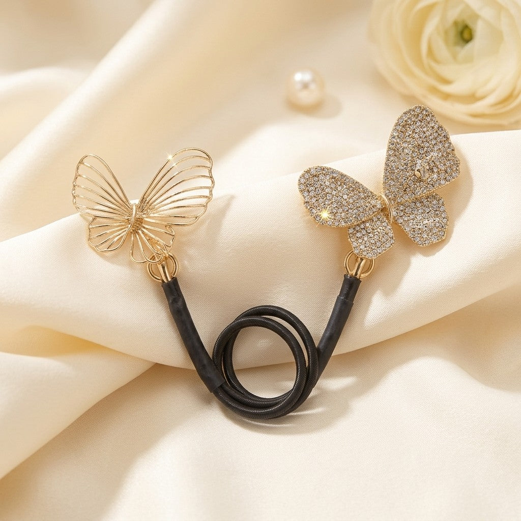 Crystal butterfly ponytail holders