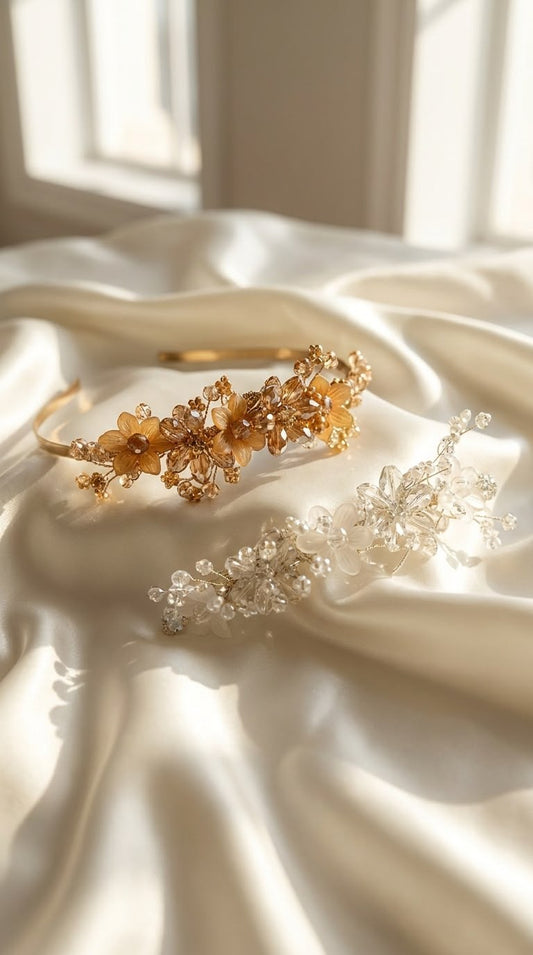 Floral hair vine (gold and pearl)