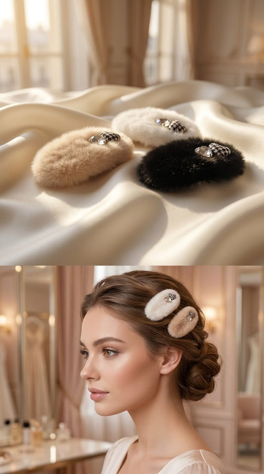 Fluffy embroidered snap clips