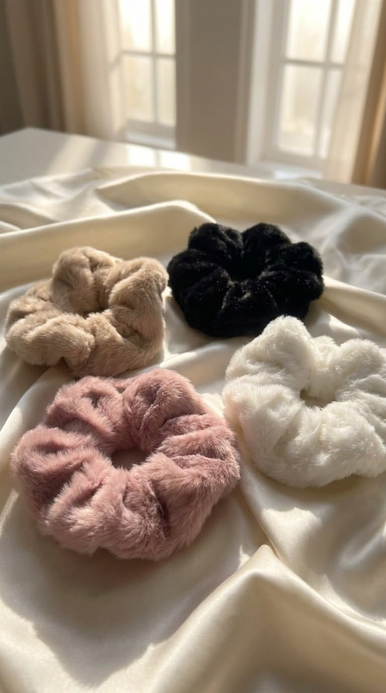 Fluffy faux-fur scrunchies