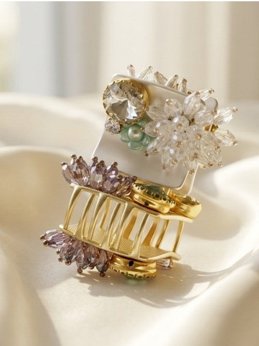Jewelled crystal claw clip (gold)