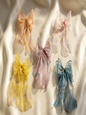 Long organza ribbon bows