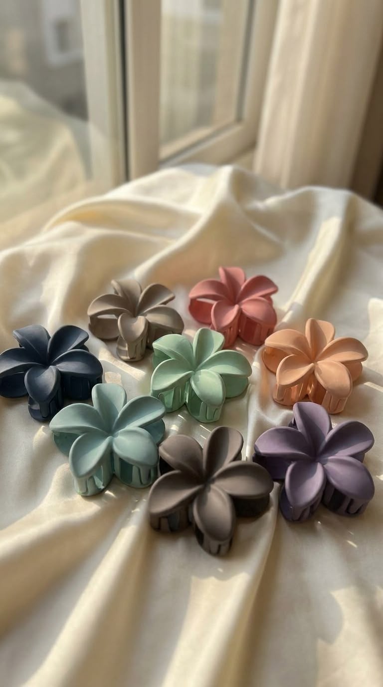 Matte flower claw clips