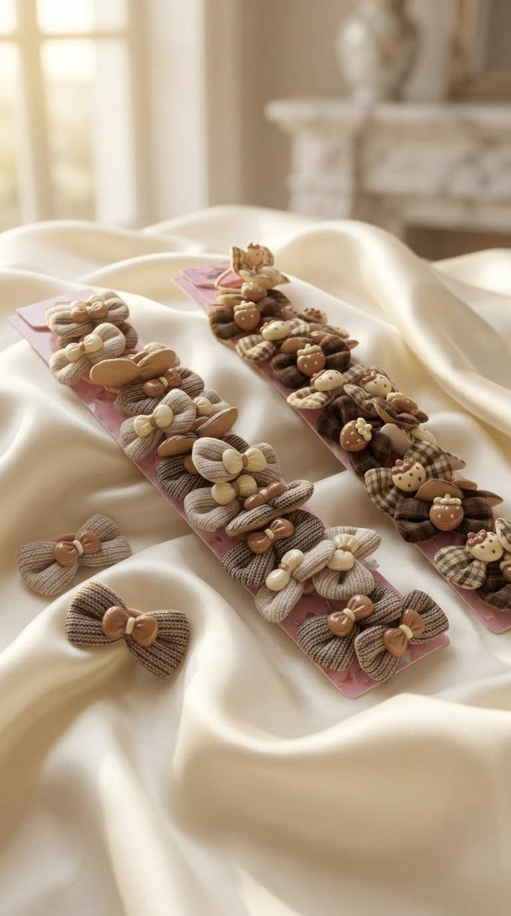 Mini brown hair clips card