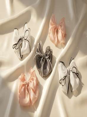 Organza bow clips with trim (design 6)
