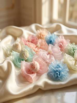 Organza flower hair clips (design 11)