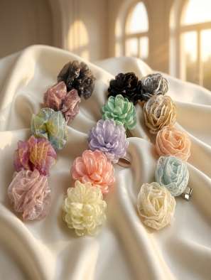Organza flower hair clips (design 13)