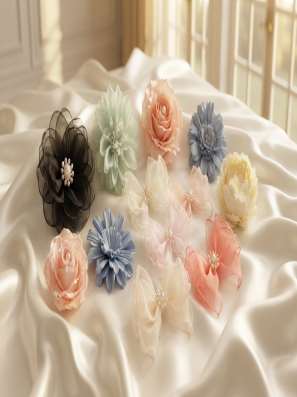 Organza flower hair clips (design 22)