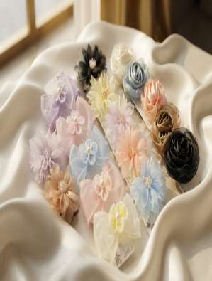 Organza flower hair clips (design 23)