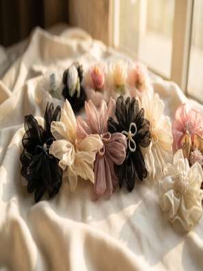 Organza flower hair clips