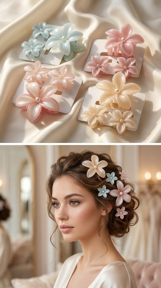 Pastel flower hair clips