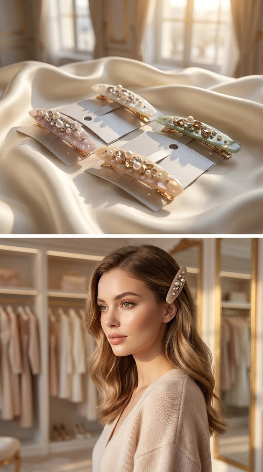 Pearl and rhinestone barrettes