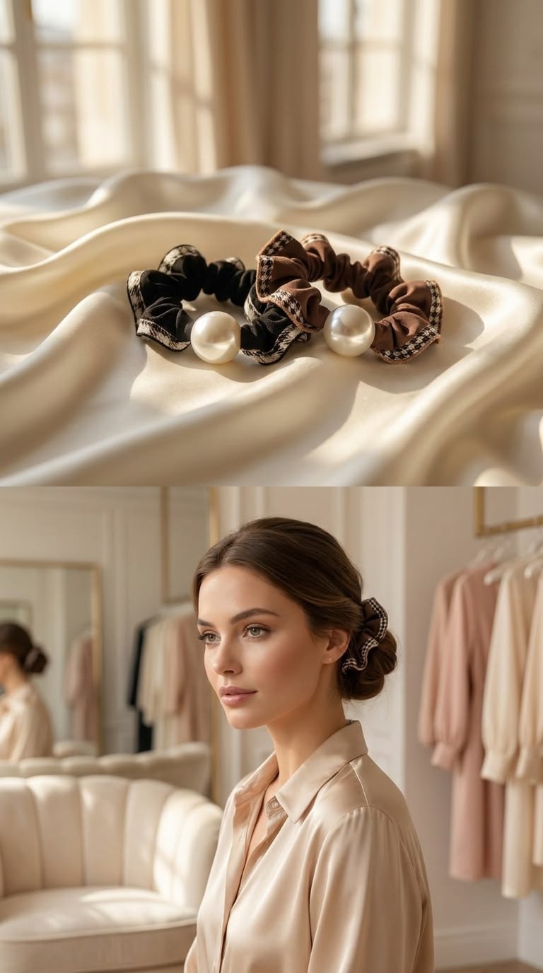 Pearl-charm scrunchies