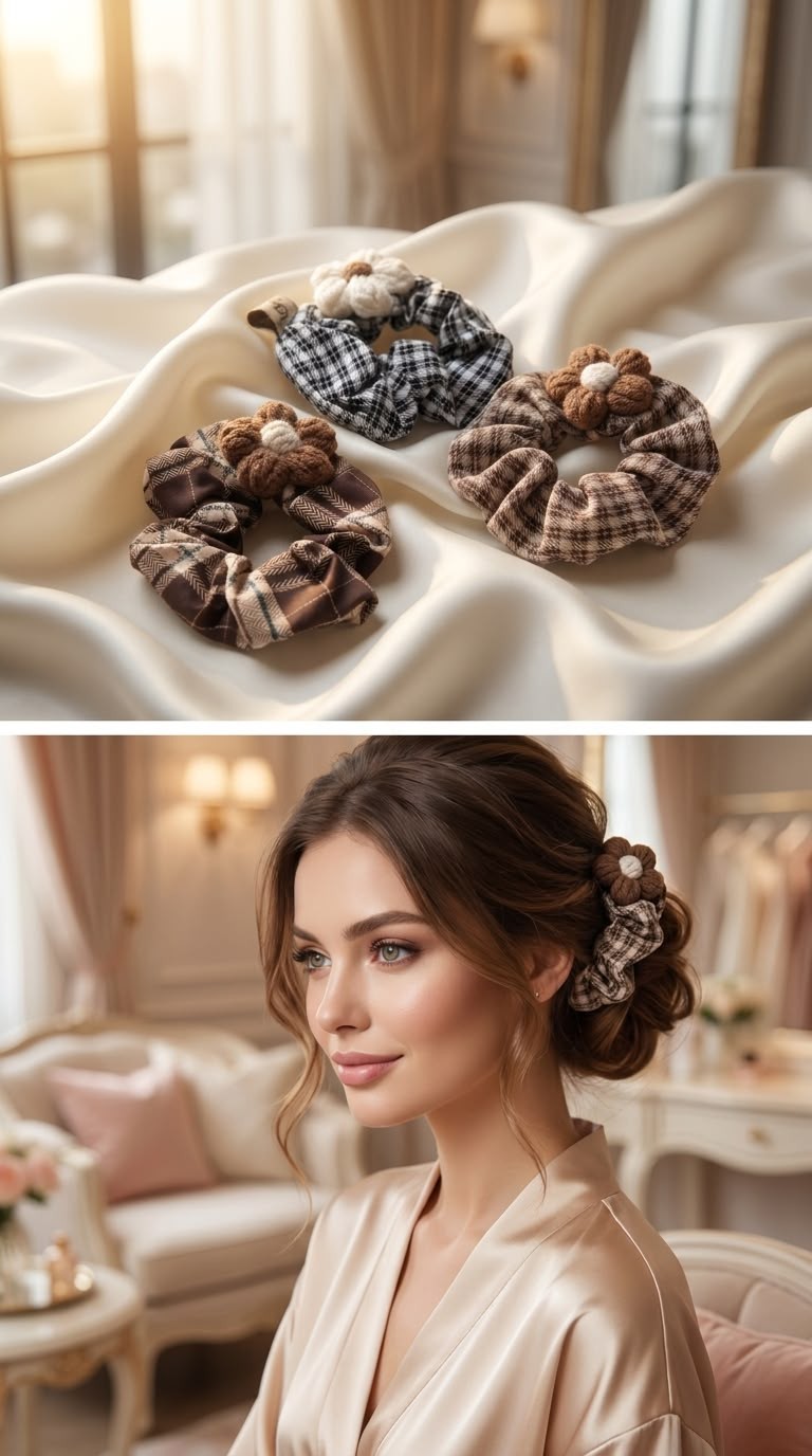 Plaid scrunchies