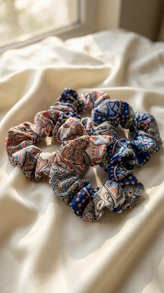 Printed fabric scrunchies