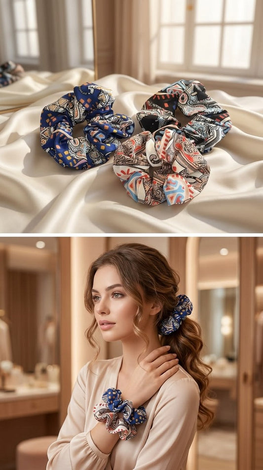 Printed fabric scrunchies