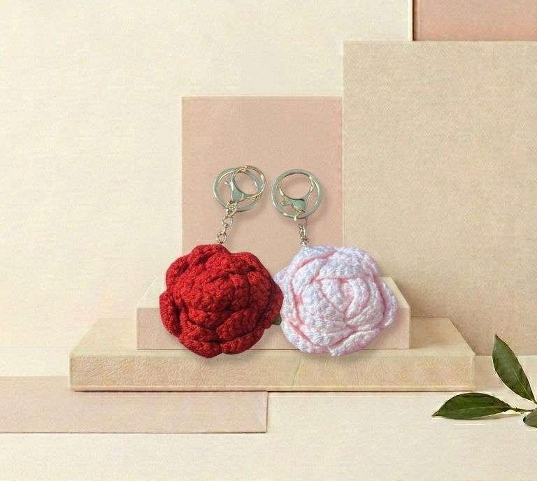 Rose Crochet Keychain