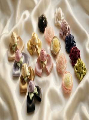 Satin rosette and bow clips (design 17)