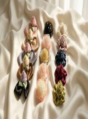 Satin rosette and bow clips (design 20)