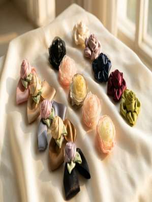 Satin rosette and bow clips (design 21)
