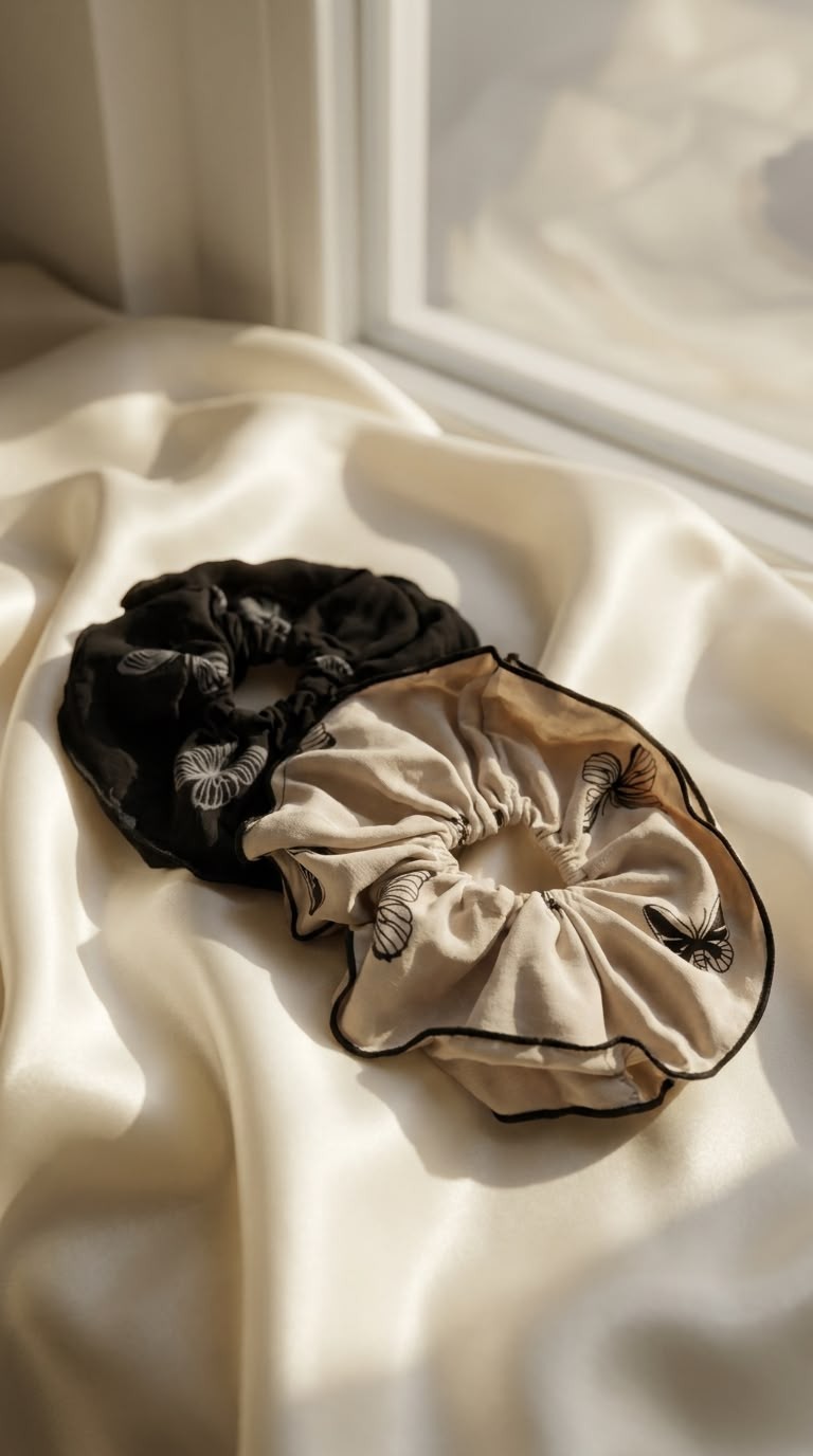 Satin scrunchies with trim