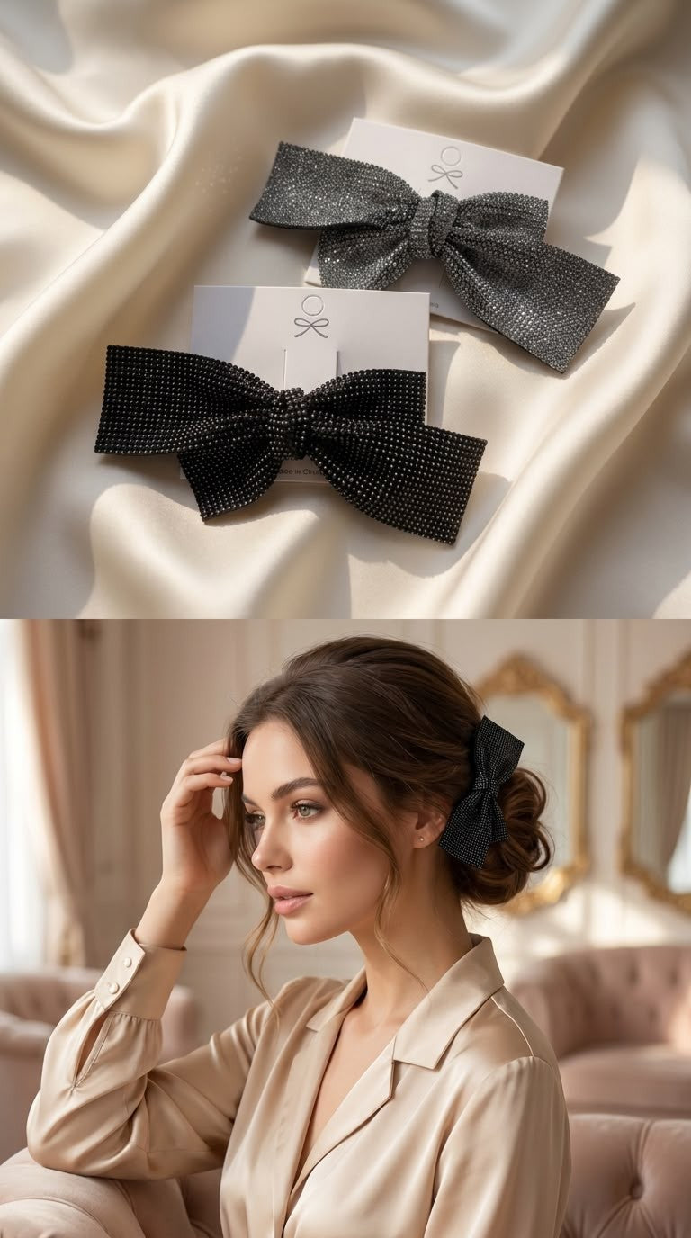 Sparkle bow hair clips