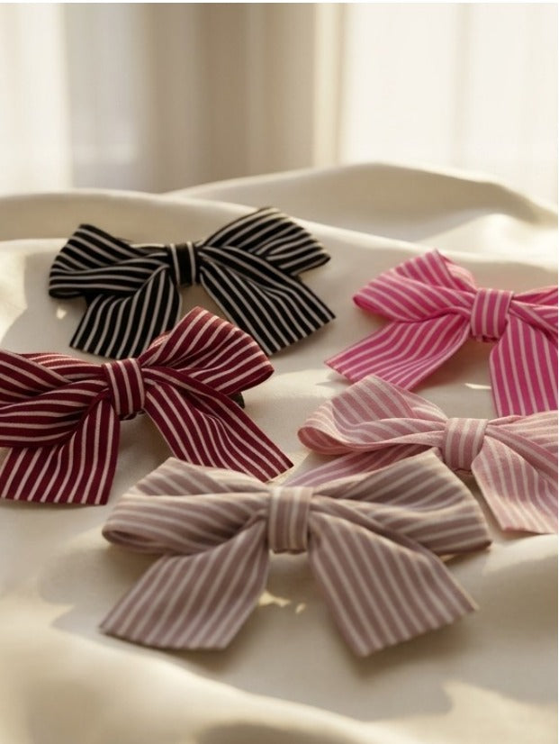 Striped fabric bow clips