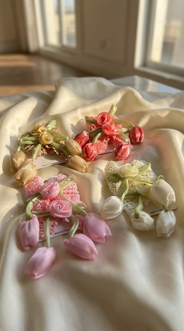 Tulip and rose hair clips