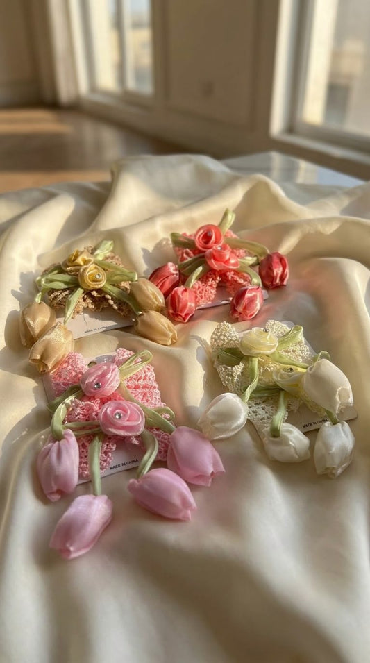Tulip and rose hair clips